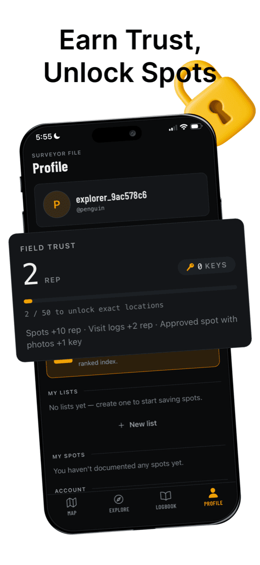 uMaps profile showing reputation and progress toward unlocking exact locations